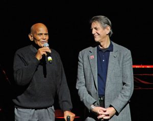 NEW YORK, NY - DECEMBER 14: Harry Belafonte and Peter Coyote performs at the "Bring Leonard Peltier Home 2012" Concert at The Beacon Theatre on December 14, 2012 in New York City. (Photo by Bobby Bank/WireImage)